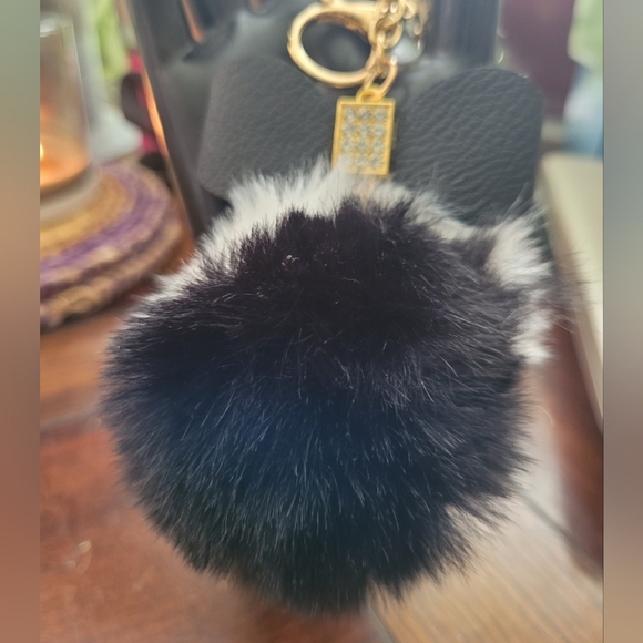 Elegant Black and White Fur Bagcharm - Picture 2 of 4